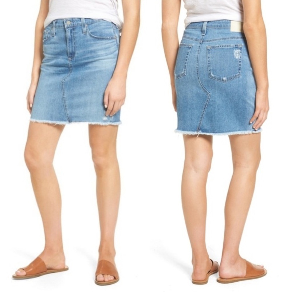 AG Adriano Goldschmied The Erin Distressed Denim Pencil Skirt Size 26R